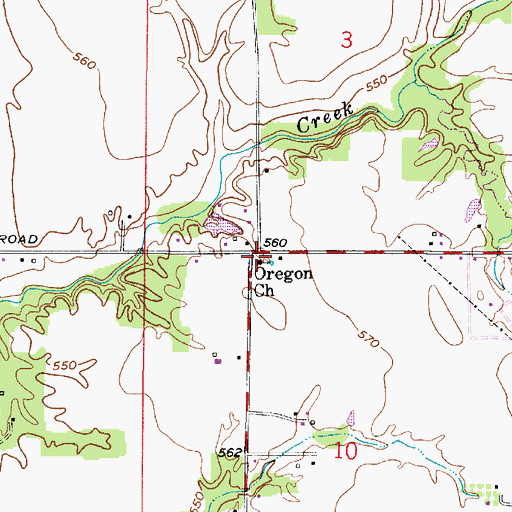 Topographic Map of Oregon Church, IN
