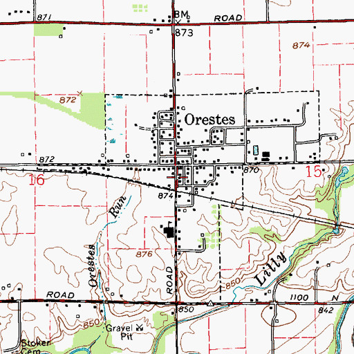 Topographic Map of Orestes, IN