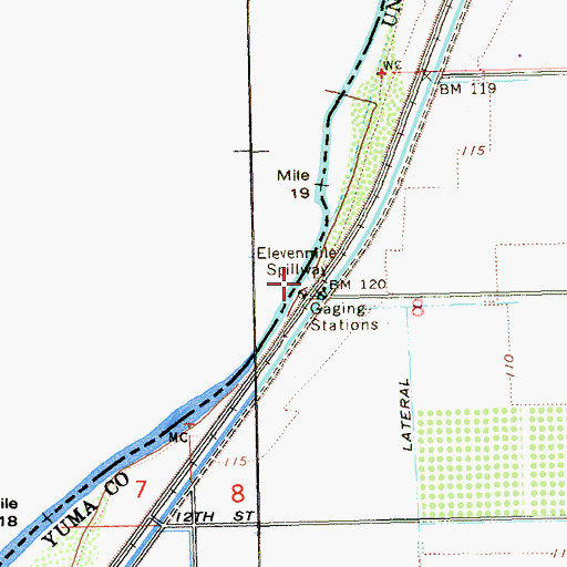 Topographic Map of Elevenmile Spillway, AZ