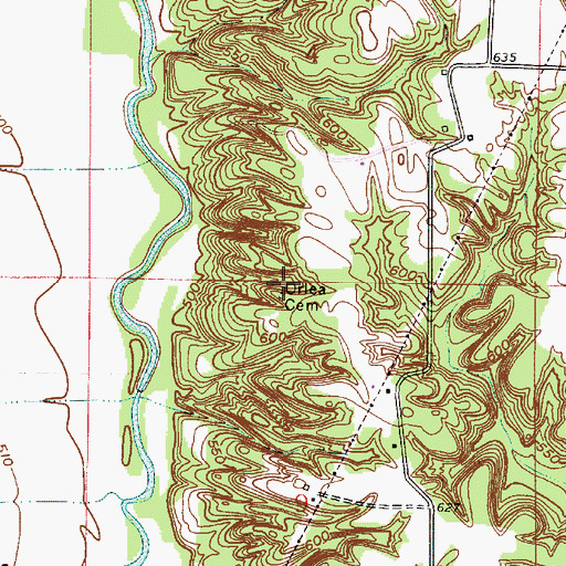 Topographic Map of Orlea Cemetery, IN