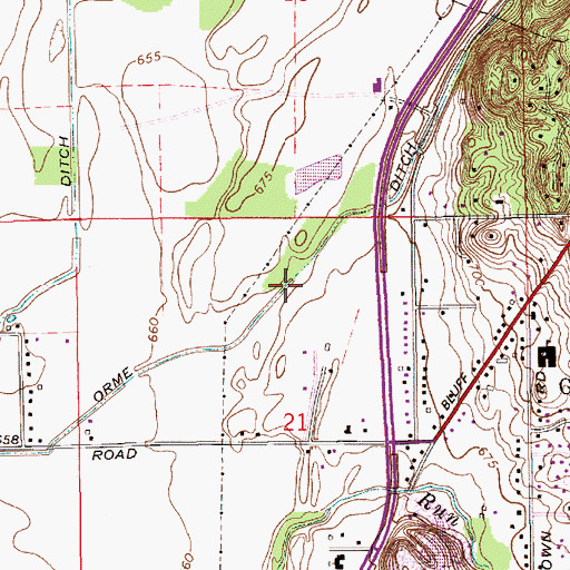 Topographic Map of Orme Ditch, IN