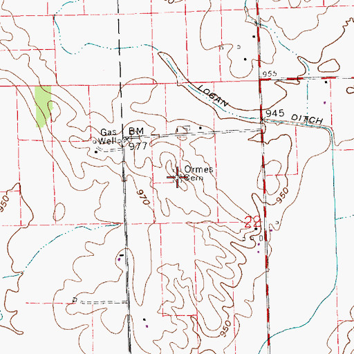 Topographic Map of Ormes Cemetery, IN