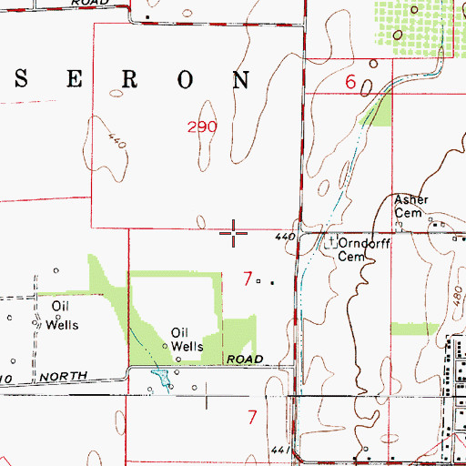 Topographic Map of Orndorff Cemetery, IN