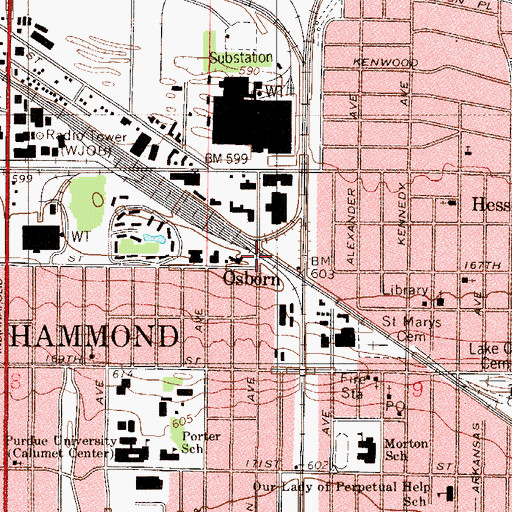 Topographic Map of Osborn, IN