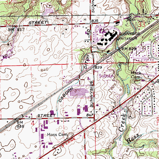 Topographic Map of Osborn Ditch, IN