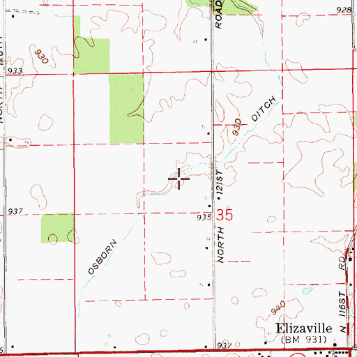 Topographic Map of Osborn Ditch, IN