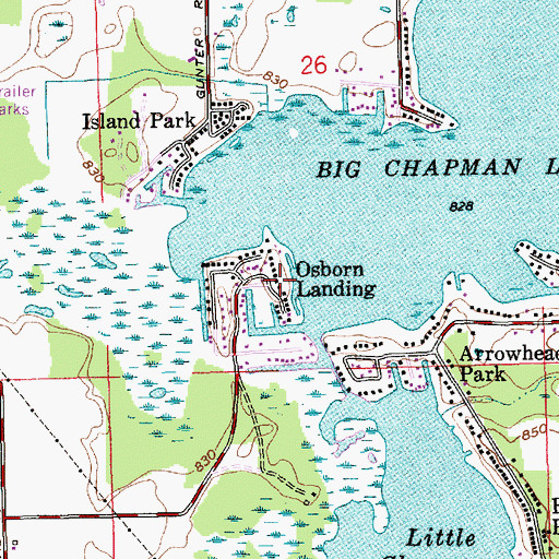 Topographic Map of Osborn Landing, IN