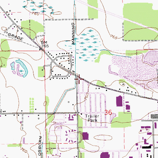 Topographic Map of Osborn Manning Ditch, IN