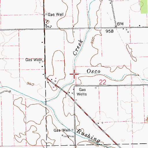 Topographic Map of Osco Run, IN