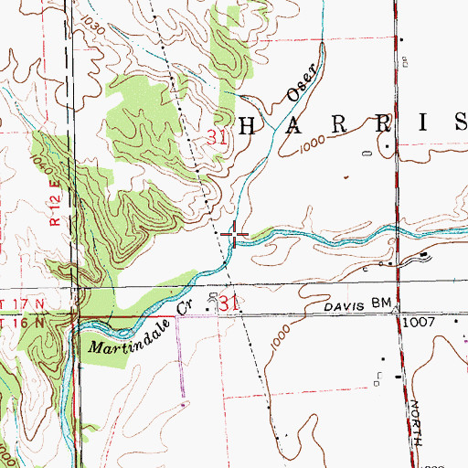 Topographic Map of Oser Creek, IN