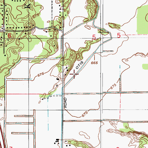 Topographic Map of Otis Ditch, IN