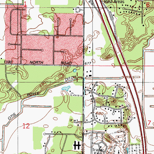 Topographic Map of Otis-Boyle Ditch, IN