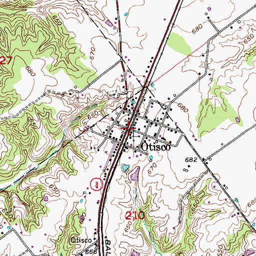Topographic Map of Otisco, IN