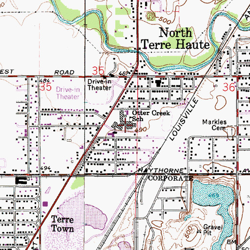 Topographic Map of Otter Creek Junior High School, IN