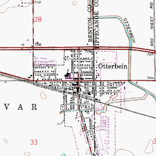 Topographic Map of Otterbein, IN