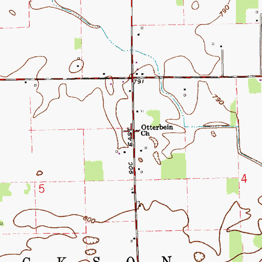 Topographic Map of Otterbein Church, IN