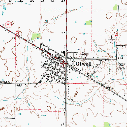 Topographic Map of Otwell, IN