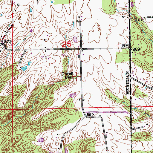 Topographic Map of Otwell Cemetery, IN