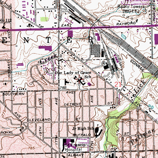 Topographic Map of Our Lady of Grace School, IN