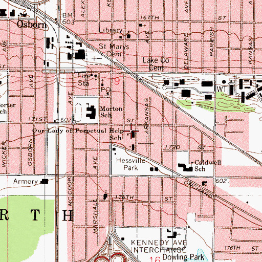 Topographic Map of Our Lady of Perpetual Help School, IN