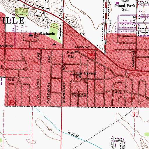 Topographic Map of Our Savior Church, IN