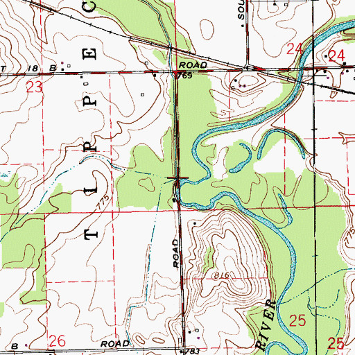 Topographic Map of Outlet Creek, IN