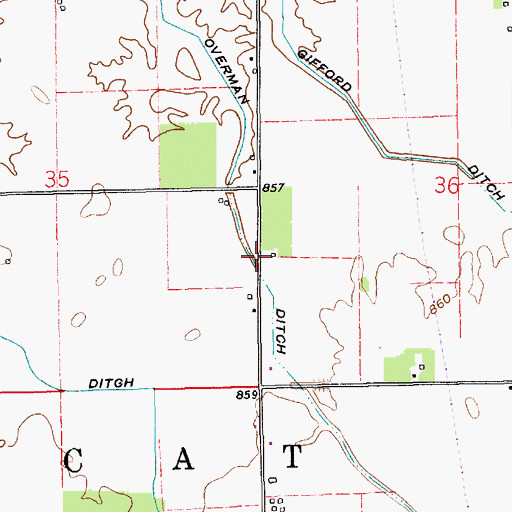 Topographic Map of Overman Ditch, IN