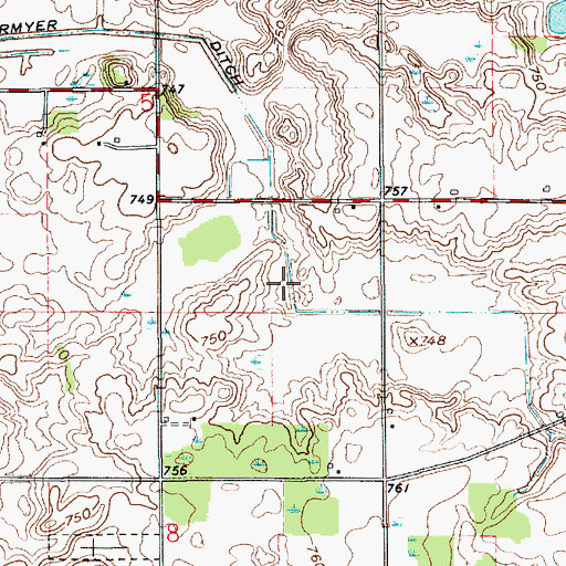 Topographic Map of Overmyer Ditch, IN