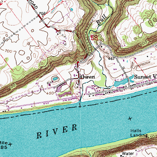 Topographic Map of Owen, IN