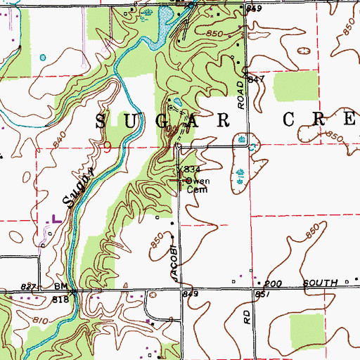 Topographic Map of Owen Cemetery, IN