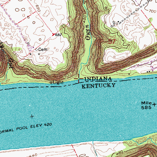 Topographic Map of Owen Creek, IN