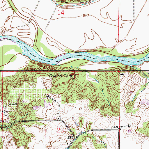 Topographic Map of Owens Cemetery, IN