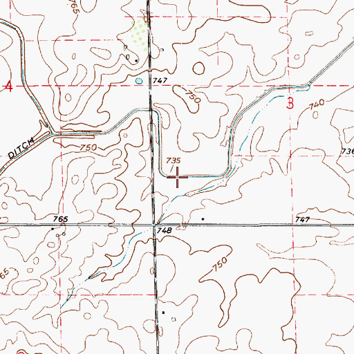 Topographic Map of Owens Ditch, IN