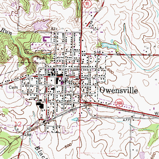 Topographic Map of Owensville, IN