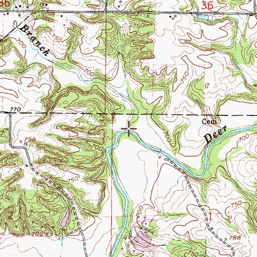 Topographic Map of Owl Branch, IN