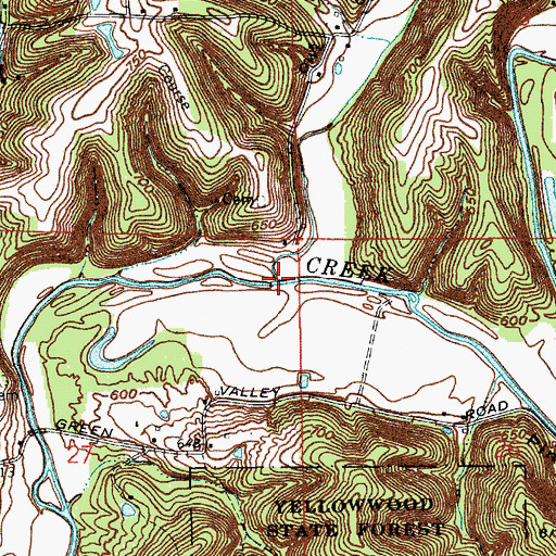 Topographic Map of Owl Creek, IN