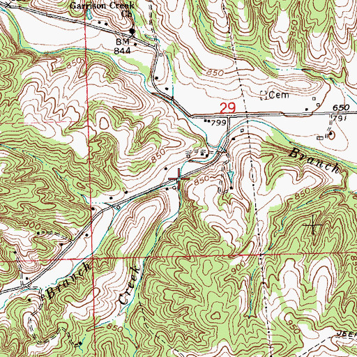 Topographic Map of Owl Creek, IN