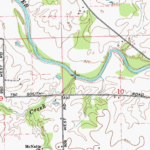 Topographic Map of Owl Creek, IN