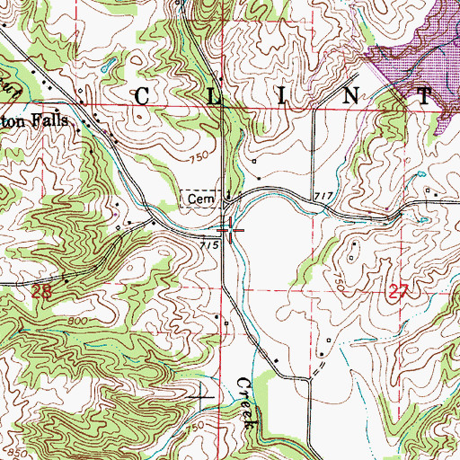 Topographic Map of Owl Creek, IN