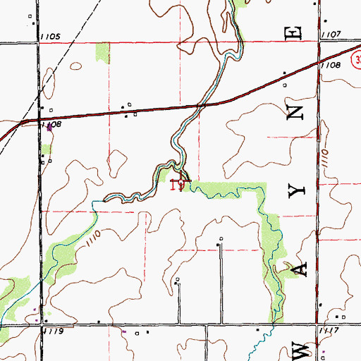 Topographic Map of Owl Creek, IN