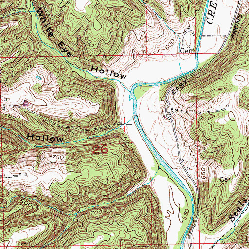 Topographic Map of Owl Hollow, IN