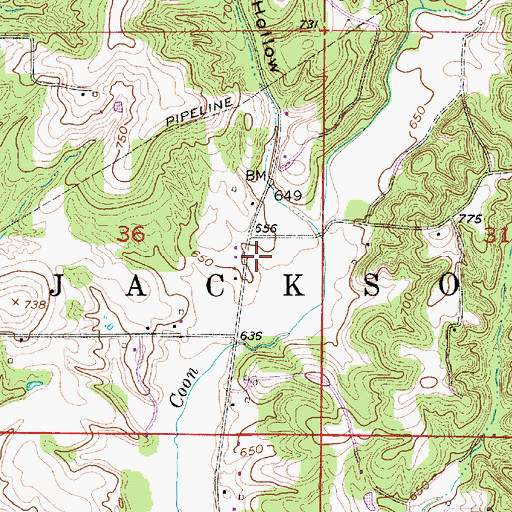 Topographic Map of Owl Hollow, IN