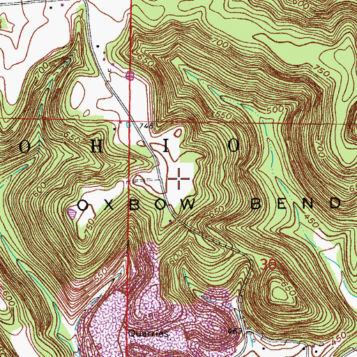 Topographic Map of Oxbow Bend, IN
