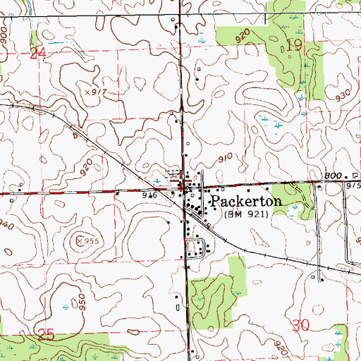 Topographic Map of Packerton, IN