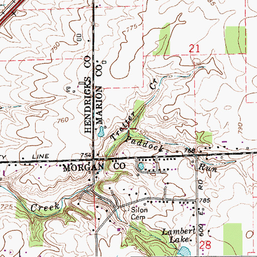 Topographic Map of Paddock Run, IN