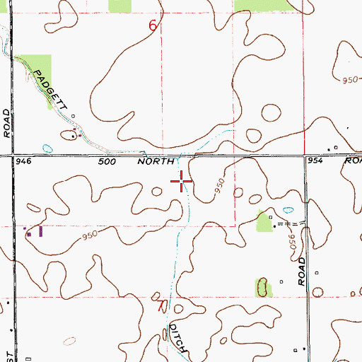 Topographic Map of Padgett Ditch, IN