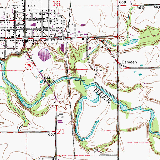Topographic Map of Paint Creek, IN