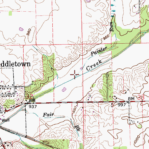 Topographic Map of Painter Run, IN