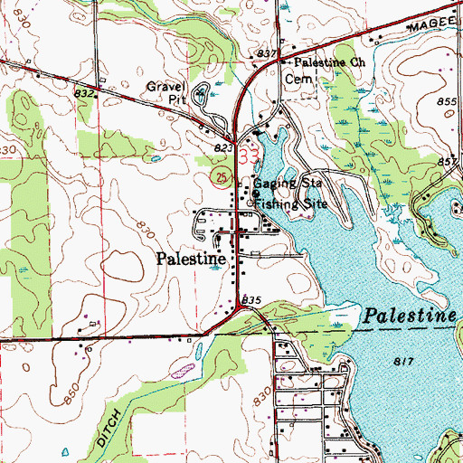 Topographic Map of Palestine, IN