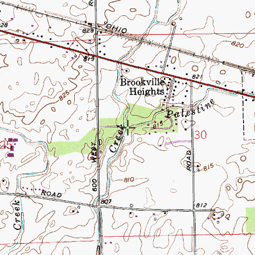 Topographic Map of Palestine Branch, IN